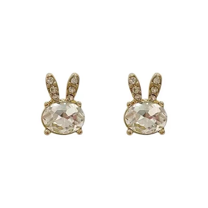 

2025 Тренд Темпераментные серьги-пусеты с цирконом в виде кролика: Роскошные клипсы для ушей без прокола для женщин