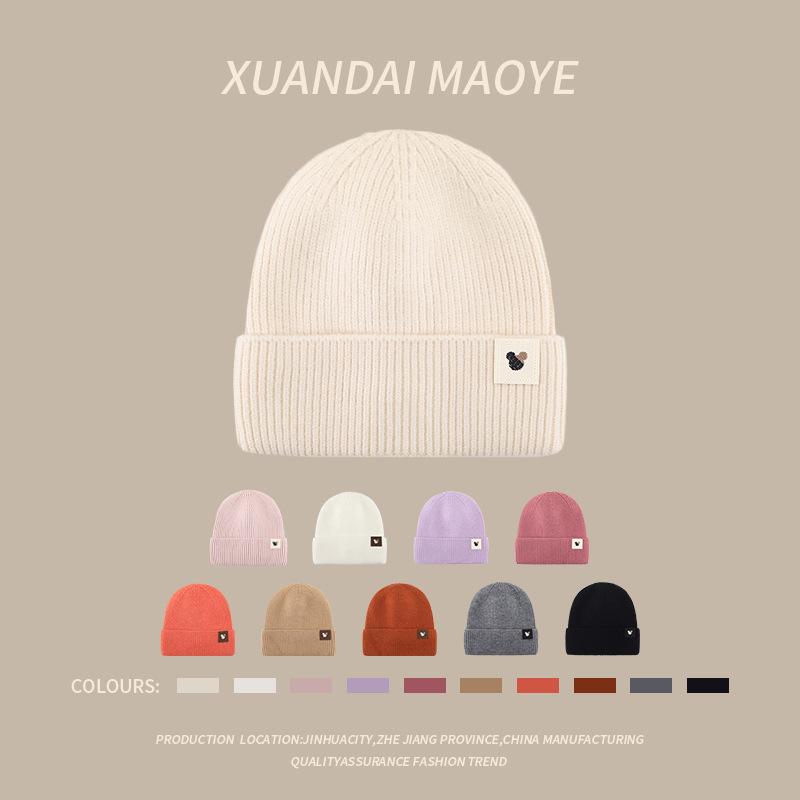 New Hat for Women In Autumn and Winter  Warm and Cold Versatile Knitted Hat with Velvet To Show Off Their Faces Small Wool Cold Hat for Men