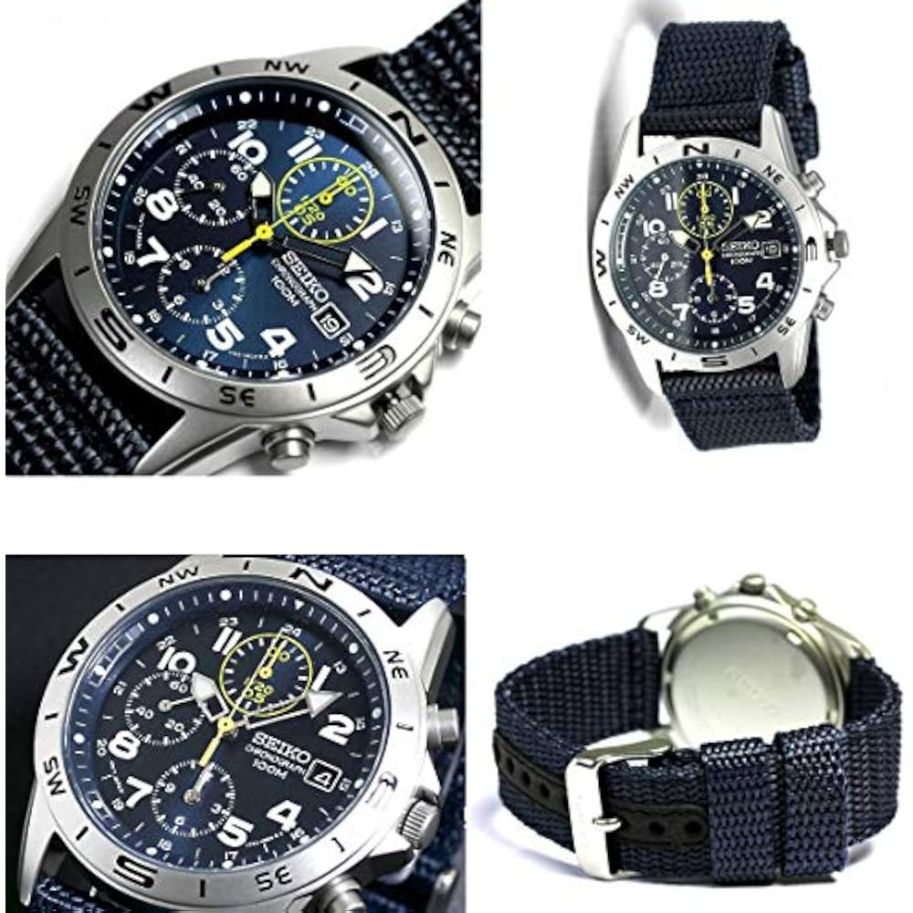 Navy Police Officer Self-Defense Public Servant SEIKO 100m Waterproof Chronograph Nylon Strap Wat...