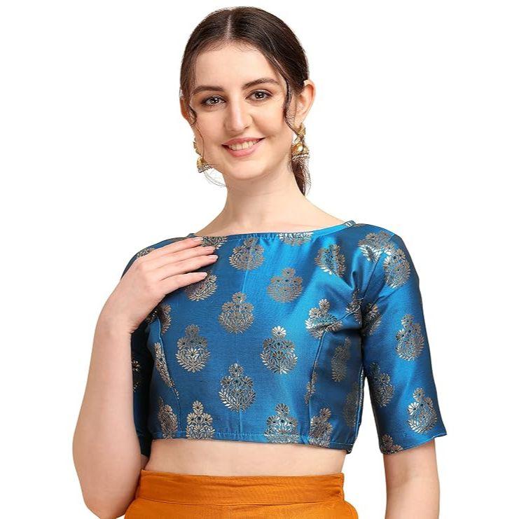Womens Jacquard Boat Neck Blouse