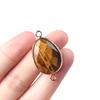 1Pc, Natural Crystal Agate Faceted Irregular Link Connector 23*18mm Zinc Alloy Wrapped Double Ring Stone Charm For Handmade Jewelry Craft Supplies