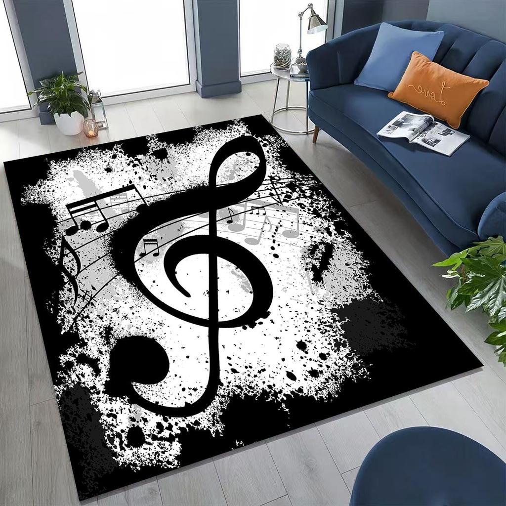 Tańcząca Muzyka Nuta Muzyczna Instrument Kreskówkowy Dywanik do Sypialni Salonu Kanapy Domowego Wycieraczka Dekoracja, Duży Dziecięcy Antypoślizgowy Dywanik Podłogowy