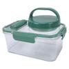 Rectangular Salad Bowl with 4 Condiment Containers Large Capacity Transparent Food Grade Portable Salad Bowl with Fork