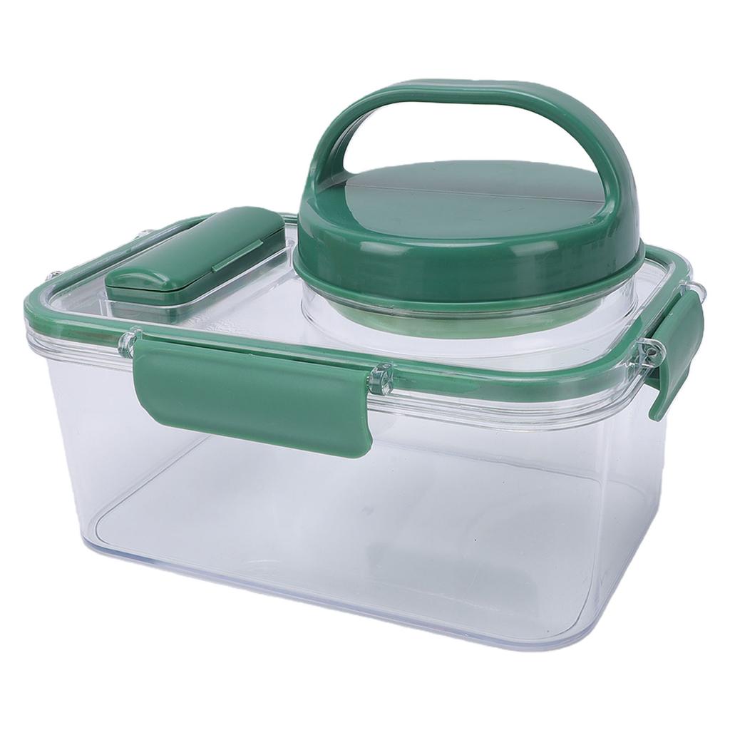 Rectangular Salad Bowl with 4 Condiment Containers Large Capacity Transparent Food Grade Portable Salad Bowl with Fork