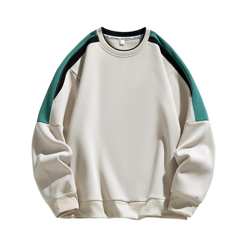 Men's Slim Fit Long-Sleeve Round Neck Cotton Sweatshirt, Korean Style Spring/Autumn Base Layer Top.
