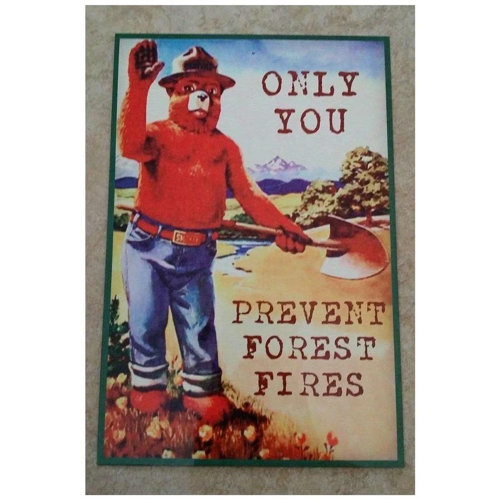 Warning Metal Tin Signs Plaque Prevent WildFires Wall Decoration Vintage Iron Painting Art Posters for Forest Home Cafe Club Bar