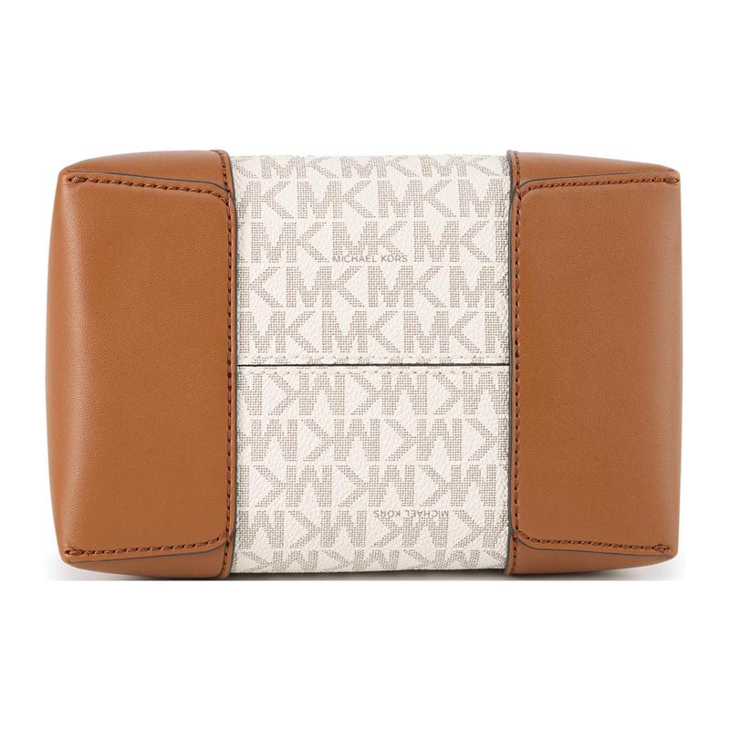 MICHAEL KORS Mercer 18 Classic Presbyopia Drawstring Closure Coated Canvas Handbag Small Women's White and Brown