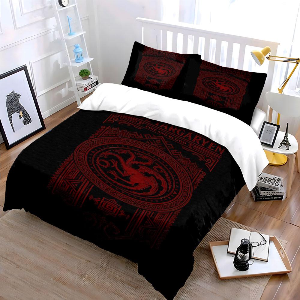 Red dragon emblem design. Bedding sets Duvet cover sets Duvet covers Pillowcases(1 * Duvet Cover 2 * Pillowcases, without duvet insert)