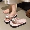 Summer new European and American outer wear polka dot thick-bottomed cool slippers pinched open-toed bear casual versatile women's flip-flops