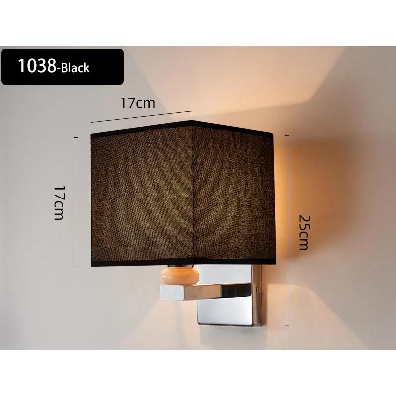 Bedroom Wall Lamp with Fabric Lampshade Modern Reading Light Metal 6W LED Wall Light for Living Room Bedside Home Decor