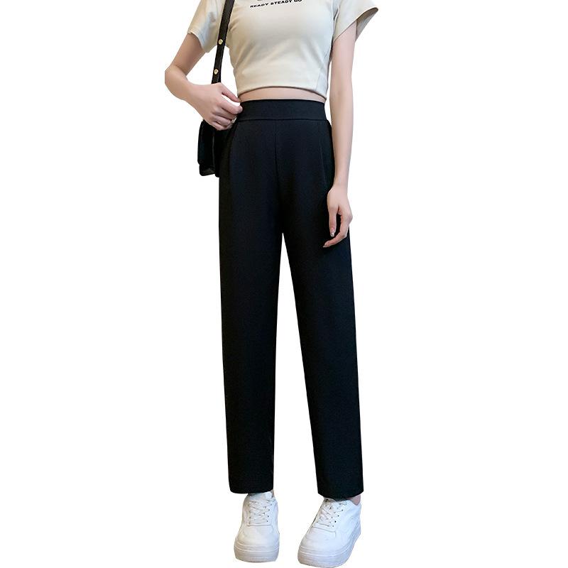 

Шаровары женские брюки костюм повседневные с высокой талией тонкие черные брюки для маленьких людей весна и лето женские XXL