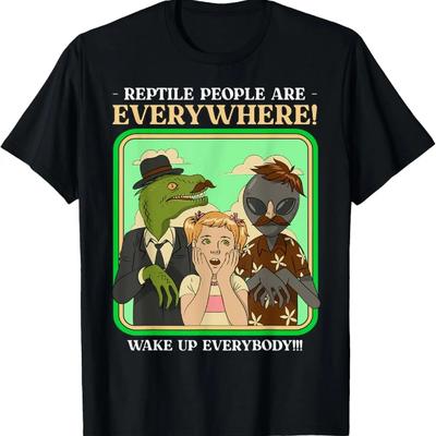 Reptiloid Verschwörungstheoretiker Geschenke - Echsenmenschen T-Shirt - Herren Sommer Baumwolle Grafik-T-Shirt