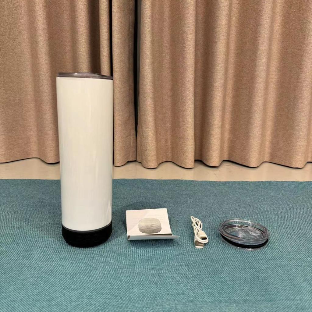 20oz 4-in1sublimation Smart Bluetooth Speaker music Straight Stainless Steel Insulated Double-layer Vacuum tumbler mug cup