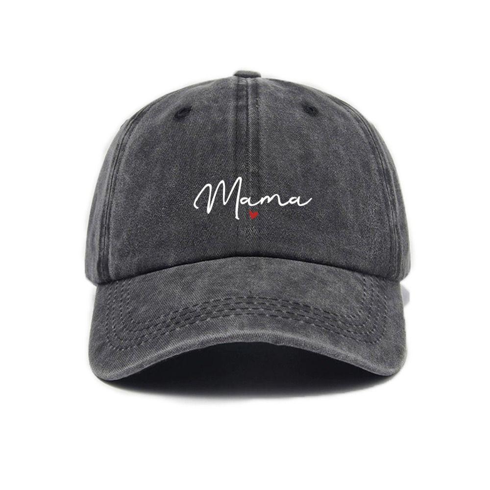 Vintage Mama Red Heart Caps Washed Cotton Outdoor Sunscreen Hats Fashion Baseball Cap Gifts