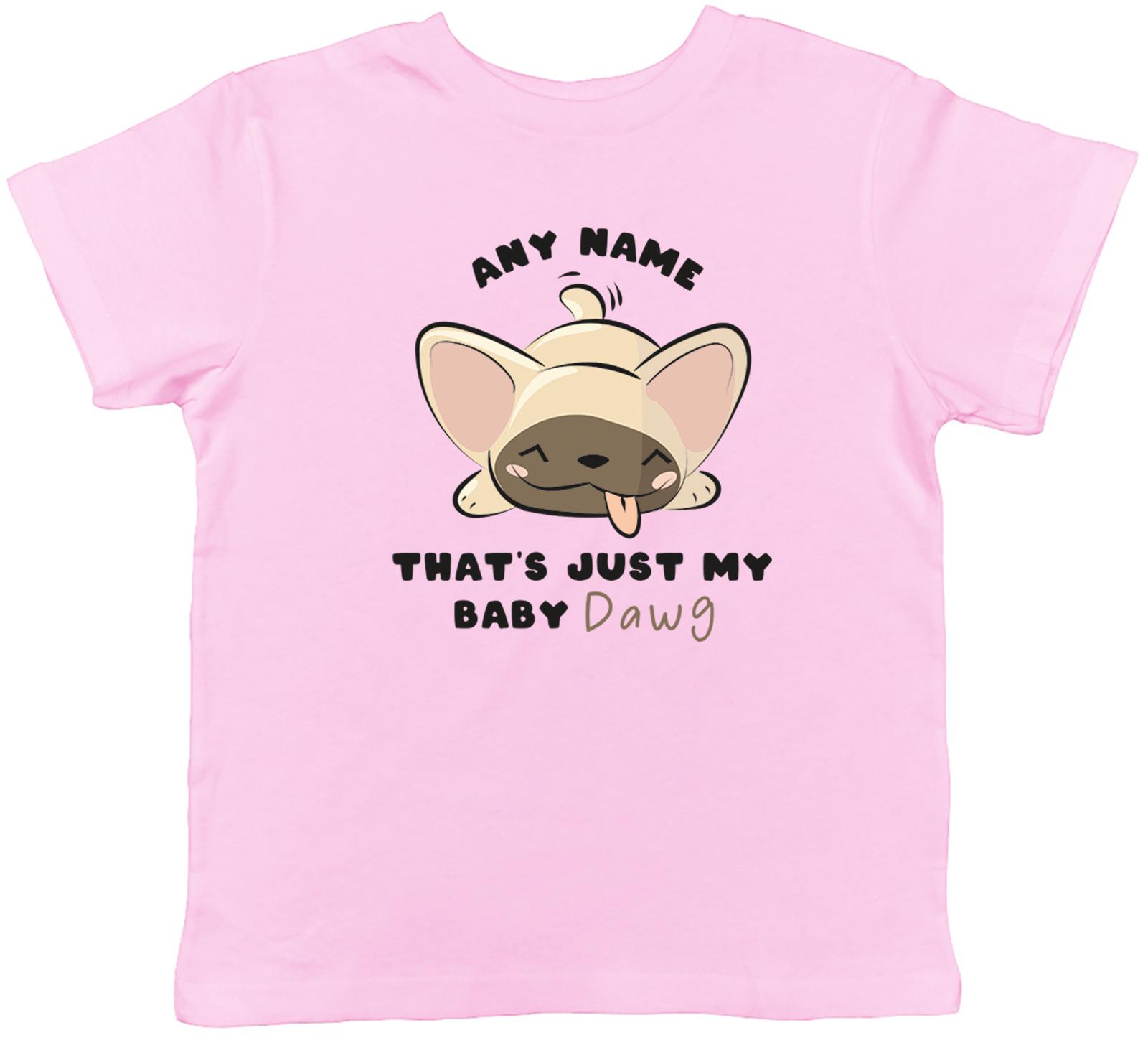 Personalised Pug Baby Dawg Kids T-Shirt Boys Girls Gift 160