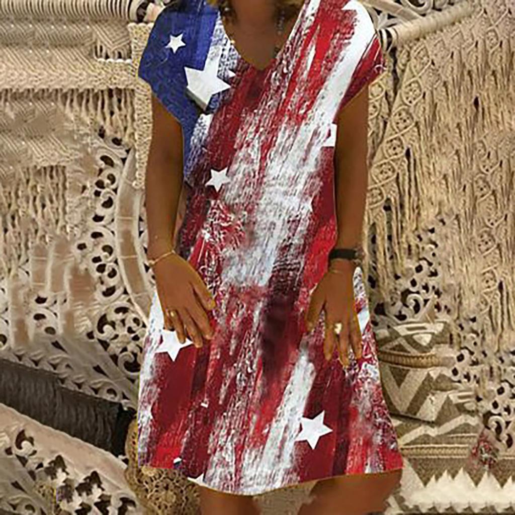 Loose Fit Mid-Length Dress with Off Shoulder Design and Printed Pattern Casual Summer Beachwear for Women