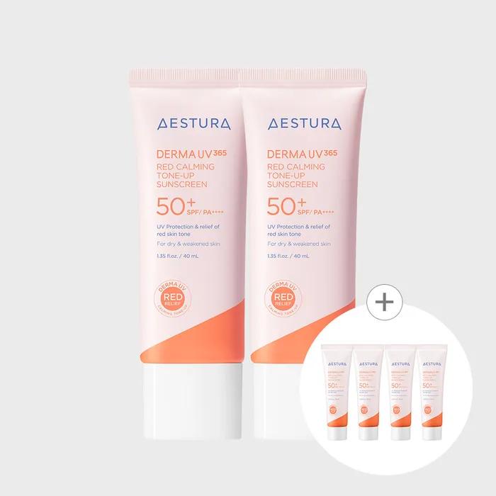 Дерма UV365 Красный Успокаивающий Тон-Ап Солнцезащитный Крем 40 мл x 2 SPF50+/PA4+