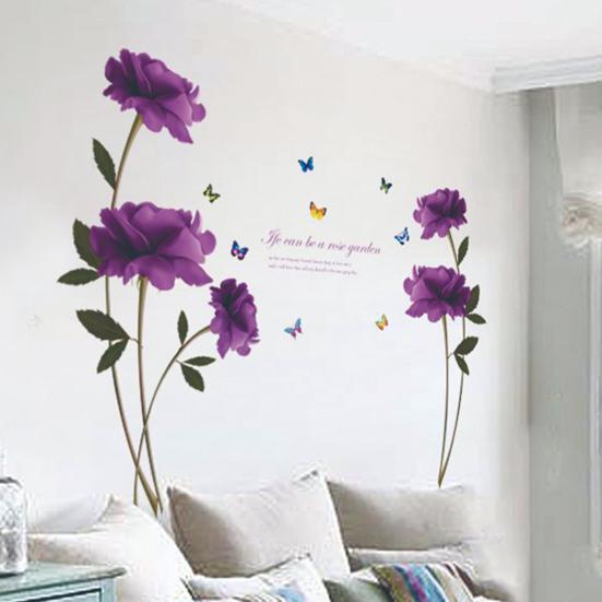 Flower Wall Decal Removable Peel And Stick PVC Stickers Colorful Rose/Morning Glory