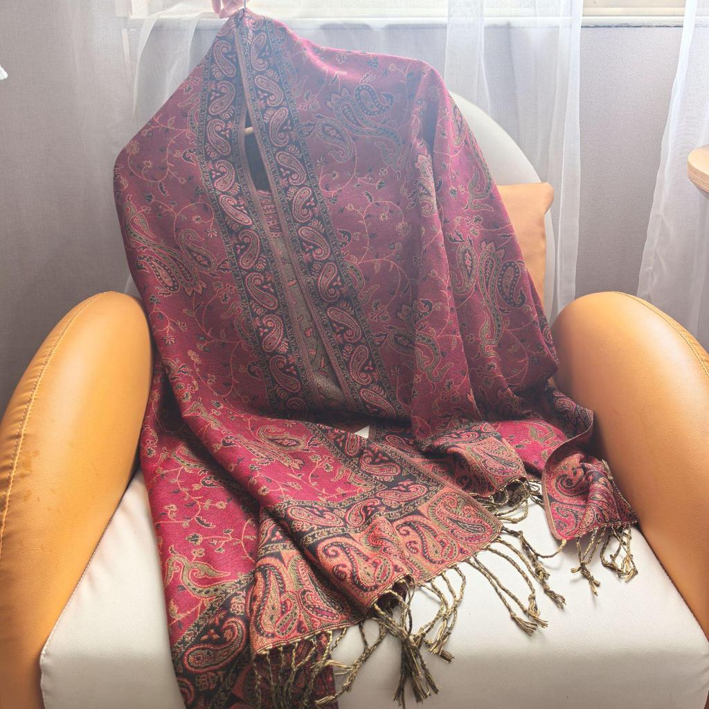 2025 Women's Soft Breathable Jacquard Tassel Scarf - Imitation Cashmere, Autumn Winter Versatile Shawl & Neck Warmer, Light Luxury Style