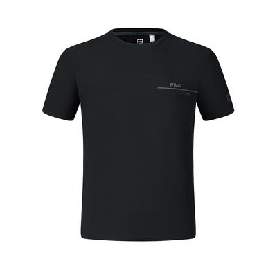 Vielseitiges Unifarbenes Sport-T-Shirt für Herren, Schnelltrocknend, Atmungsaktiv, Sonnenschutz, Tiefschwarz A11M421132FBK
