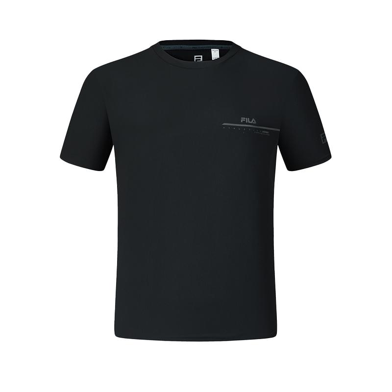 FILA Versatile Solid Color Sports Quick-Dry Breathable Sun Protection T-Shirt Men T-Shirts Deep-Black A11M421132FBK