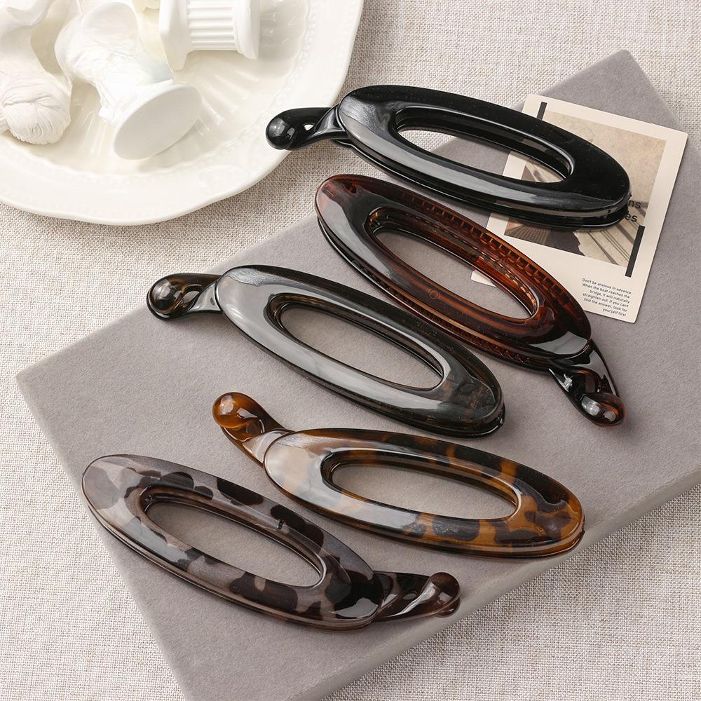 Leopard Print Banana Clip Oval Anti Slip Ponytail Clip Fashion Versatile Hair Clamp Headwear Hair Accessories Korean Headwear