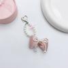 Sweet Cute Pearl Beaded Bowknot Keychain Pendant Lovely Hanging Decorations Keyring Charm for Purse Bag Backpack