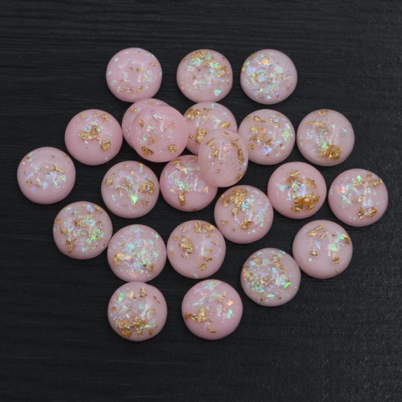 40 Stück 8mm 10mm 12mm Runde Eingebettete Metallfolie Flache Rückseite Harz Cabochons Kuppel DIY Ohrringe Schmuckherstellung Zubehör Fundstücke