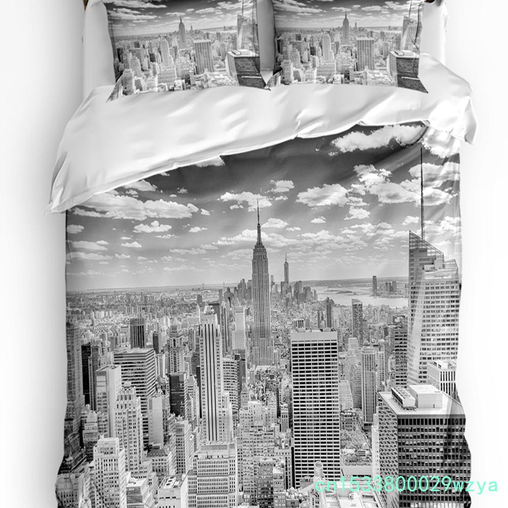 New York Sketch City Bettbezug Bett Bettwäsche Set Für Doppelbett Heimtextil Bettdeckenbezug Kissenbezüge Schlafzimmer Bettwäsche Set (Kein Blatt)