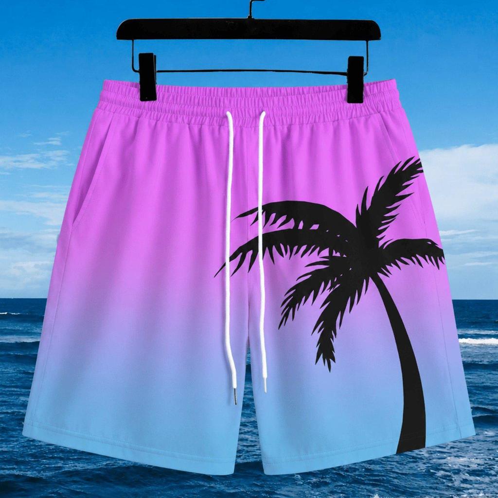Men's American Flag Quick-Dry Summer & Fall Beach Swim Trunks - Casual Plus Size Shorts