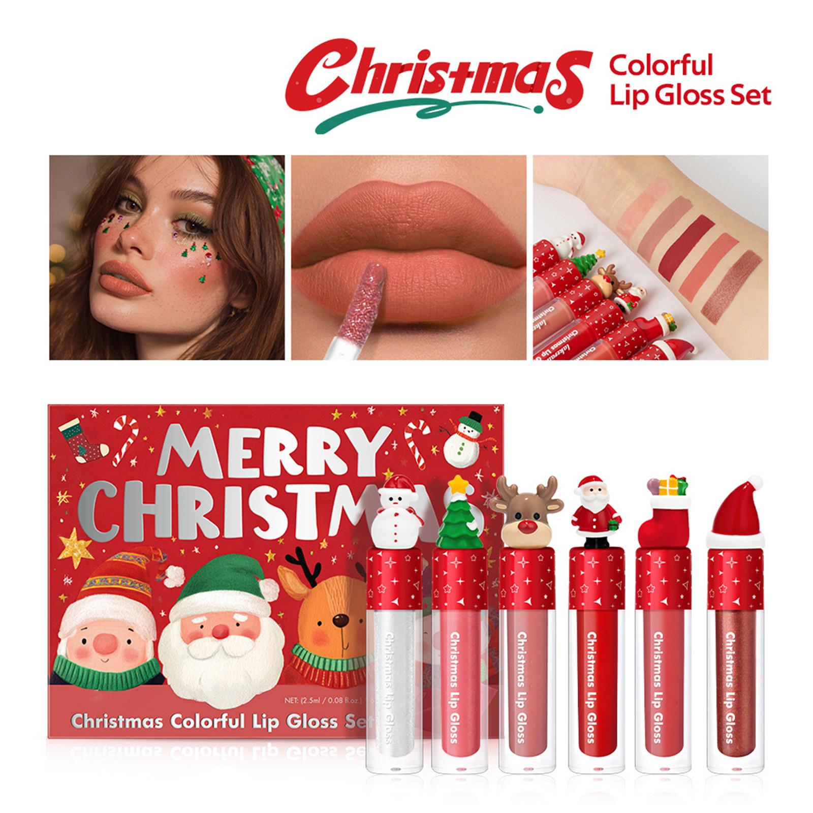 

6PCS Christmas Lip Oil Set, Shimmer & Matte Lip Gloss Liquid Lipstick, Hydrating Lip Balm Gift Collection for Women & Teens One Size красный