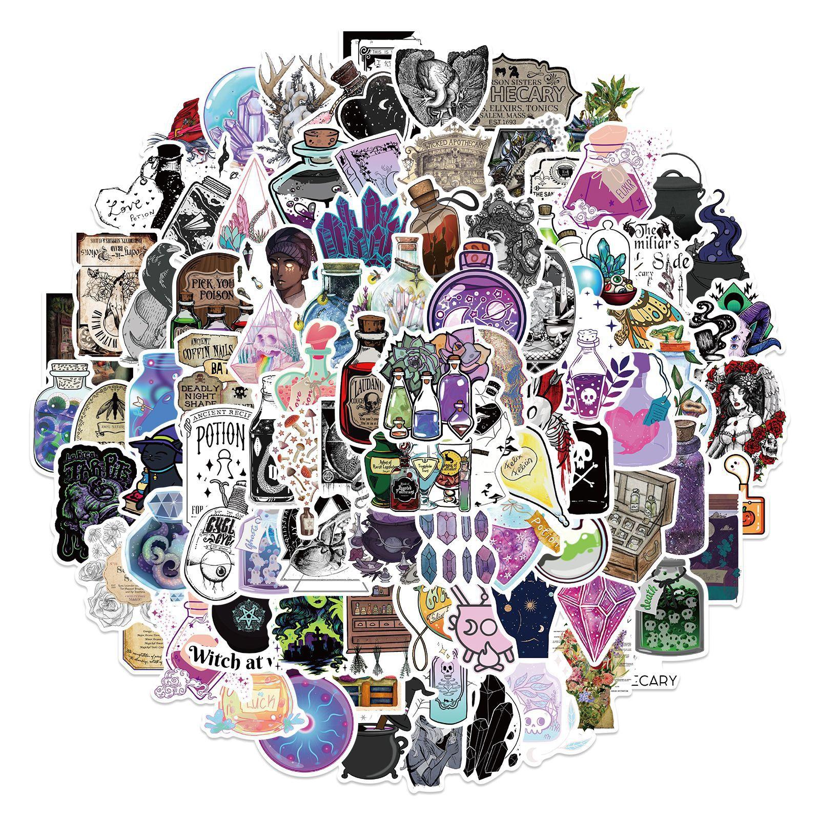 

10/50pcs Apothecary Stickers Potion Label Stickers Pharmacist Chemist Graffiti Stickers for DIY Luggage Laptop Skateboard Motorcycle Bicycle Stickers 10pcs