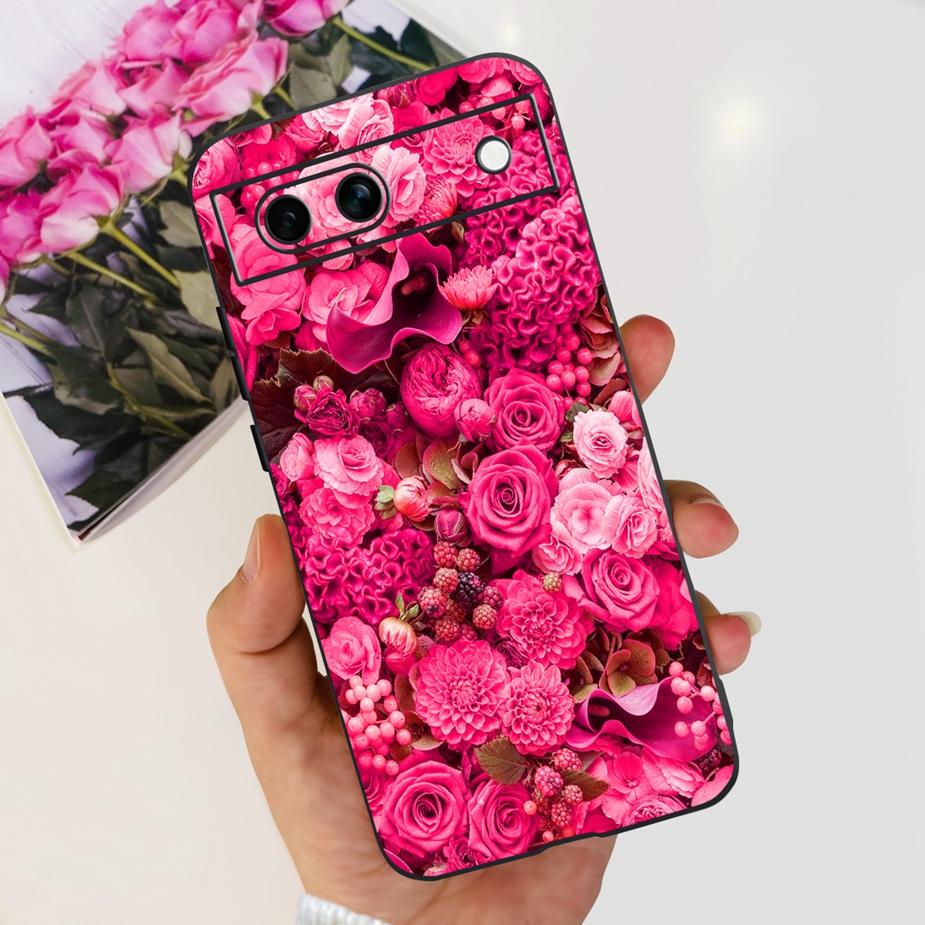 For Google Pixel 8A Case Pixel8 Pro Cute Cat Flower Painted Cover Silicone Phone Case For Google Pixel 8 Pro Pixel8A Soft Fundas