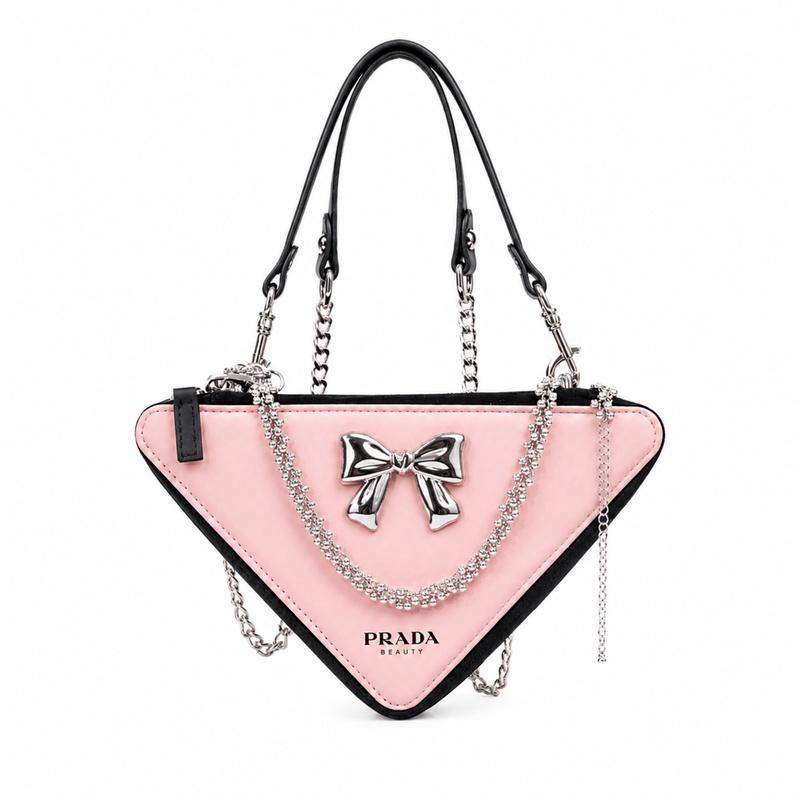 Косметичка/туалетная сумка Prada [Индивидуальная сумка] Серебряная бабочка Розовый Лин, простая, нишевая и высококачественная, модная серебряная бабочка розовый каштан