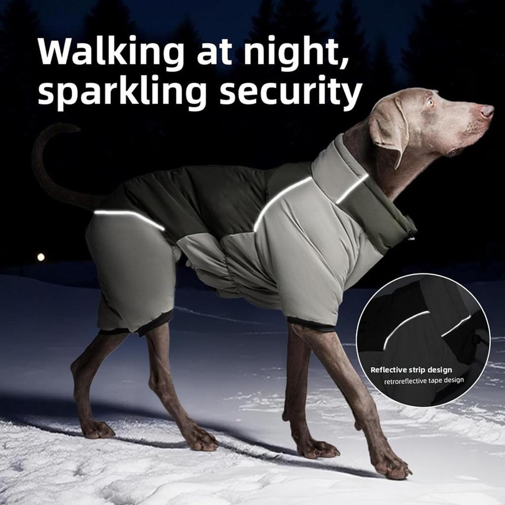 Warm Dog Winter Coat, Pet Coats For Large Dogs Winter,Dog Turtleneck Coat With Zipper & Reflective Strips,Pet Jacket For Medium Large Dogs