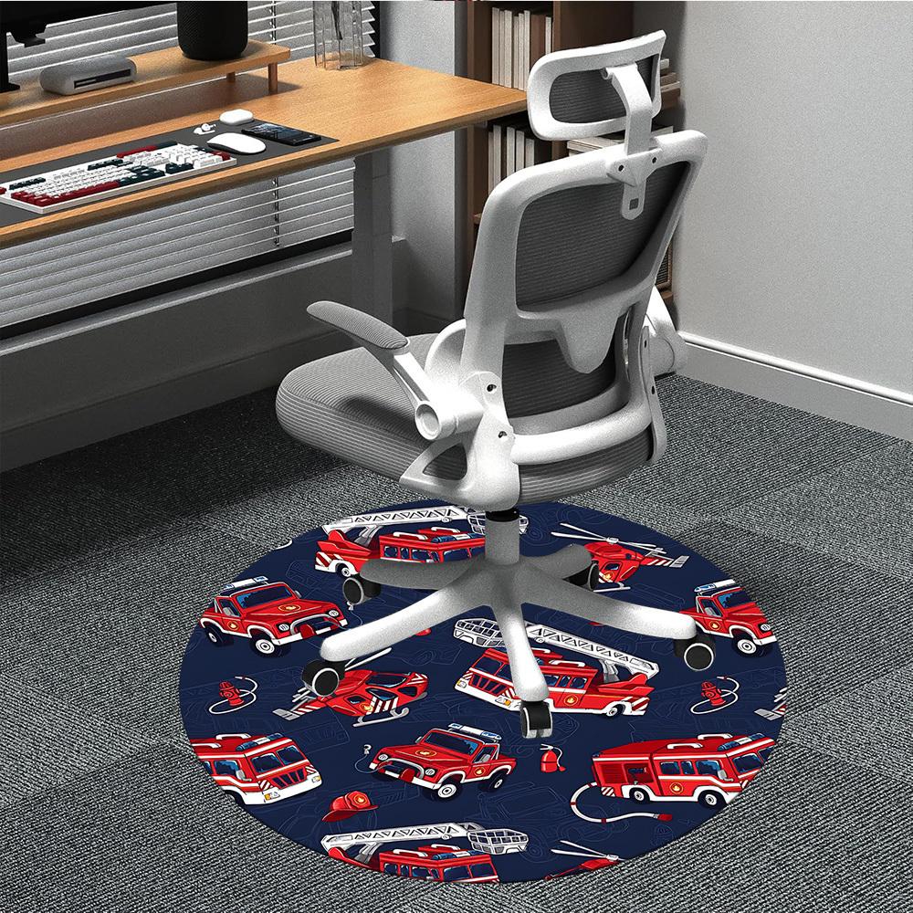 

1pc Firetrucks Helicopters Office Round Area Rug, Indoor Mat Suitable ForOffice, Under Office Chairs Bedroom Living Room Home Decor, Room Deco T119 80cm by 80cm
