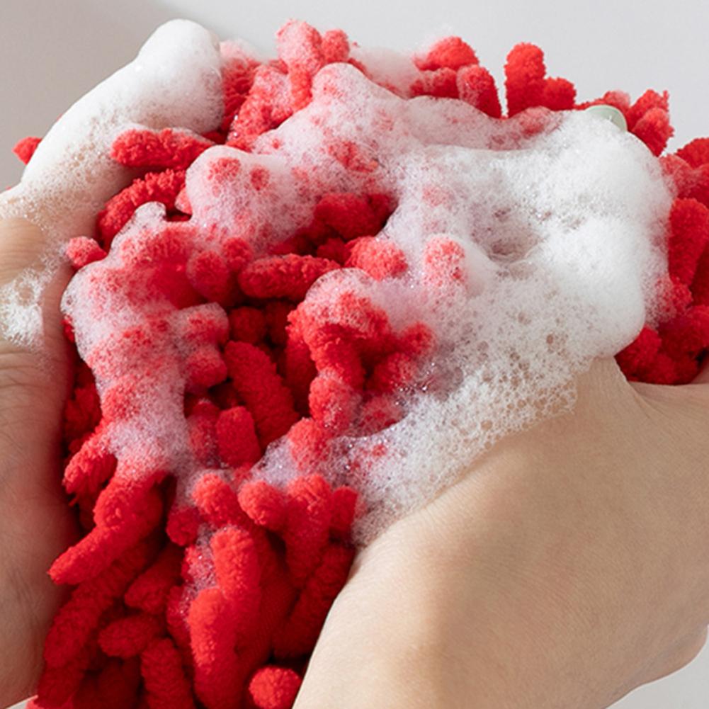 Cute Fruit Hand Towel Fuzzy Strawberry Banana Towel Absorbent Chenille Soft Puff Towel with Hanging Loop for Bathroom Kitchen