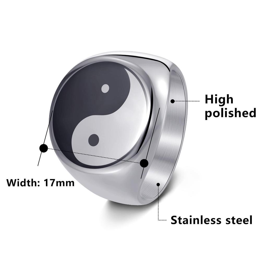 National Trend Bagua Ink Wash Style Retro Men's Ring - 17MM Round Fashion Statement