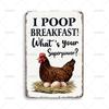 Vintage I Poop Breakfast Metal Tin Sign Ideal Gift  Chic Whats Your Superpower Art Poster Metal Signs forFarm Garden Home