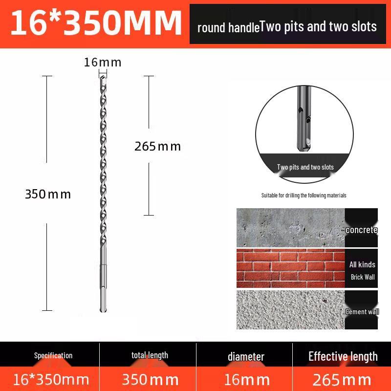 Blue Sheng High-Impact Hammer Drill Bit, Round/Square Shank for Concrete Wall Penetration, Electric Hammer, High Hardness