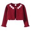 Flower Beaded Cotton Girls Knitted Cardigan Jacket Children's Small Shawl Matching Dress