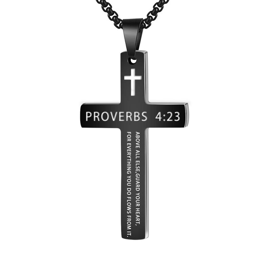 Collier Homme Spiritual Male Minimalism Stainless Steel Necklace Man's Jesus Cross Necklace for Man Collar Hombre