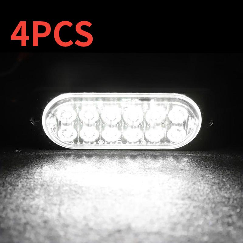 4PC 12LED High Light Truck Side Warning Light Emergency Light Amber Constant Warning Super Bright Side Warning Lamp Assembly 12V