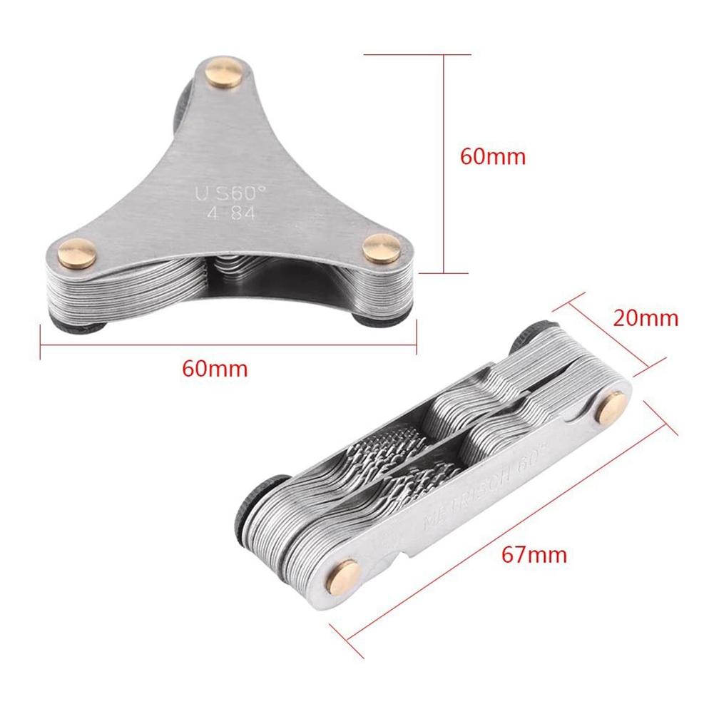 A71P 52 Pieces Of Thread Pitch Gauge Thread Pitch Measuring Tool Thread Gauge (52 Pieces Of Metric + Inch)