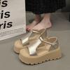 Summer new retro style thick-soled wear-resistant leather surface fish mouth deodorant non-slip sandals women's shoes