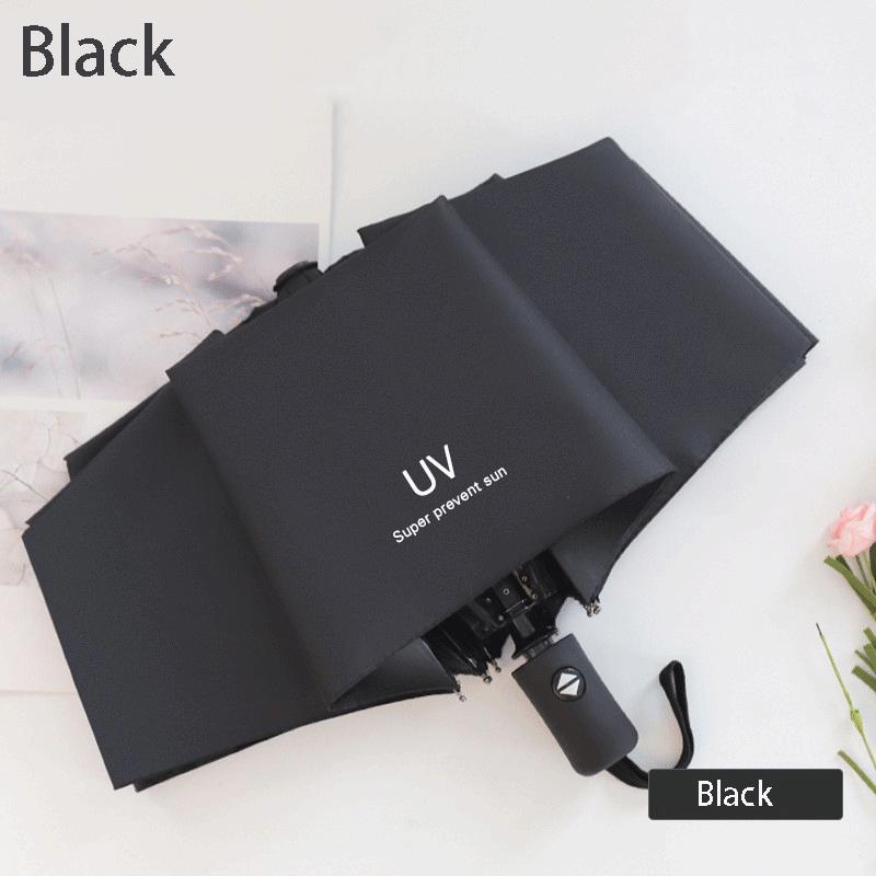 24 Bone Fully Automatic Rain Umbrella UV Protection Sunshade Umbrella 3-stage Folding Sunscreen Black Film Sunblock Umbrella