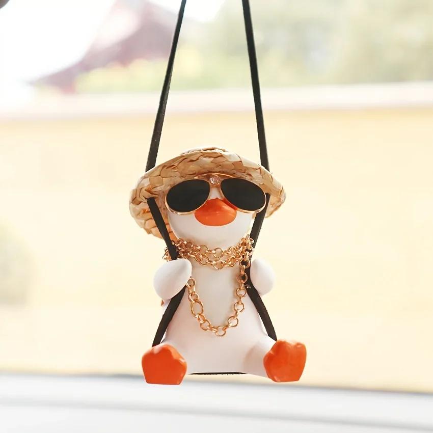 Auto-Anhänger, niedliche Anime-kleine Ente, Schaukel, Auto-Rückspiegel, hängende Ornamente, Innendekoration, Zubehör für Mädchen, Geschenke