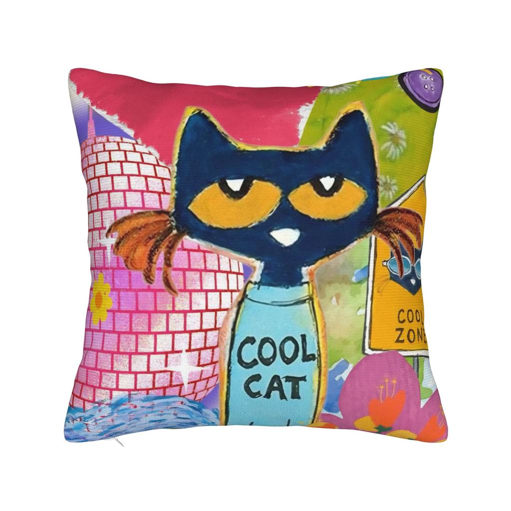 Cartoon Movies Cat Book Petes the cat Throw Pillow Cover Polyester Cushions for Sofa Fashion Pillowcover Home Decor