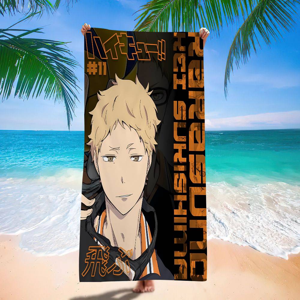 Haikyuu Anime Volleyball Bath Towel Microfiber Soft Water Absorbing Breathable For Girl Kids Decorative Cartoon Beach Towel