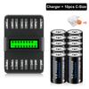 PALO 1.2V Ni-MH Rechargeable Battery C Cell 4000mAh (R14 LR14) with 8 Slot LCD Charger